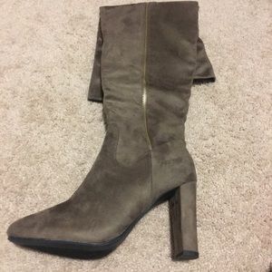Suede Taupe Boots. Size 10. Over the knee